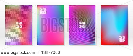 Minimal Poster. Pastel Soft. Rainbow Gradient Set. Graphic Color Background. Blurred Mesh Texture. V