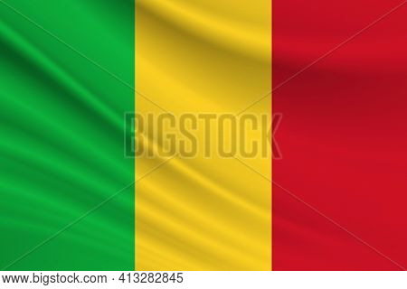 Flag Of Mali. Fabric Texture Of The Flag Of Mali.