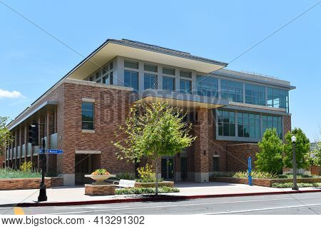 ORANGE, CALIFORNIA - 14 MAY 2020:  The Keck Center for Science and Engineering on the campus of Chapman University. 