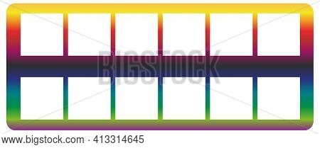 Watercolor Paintbox Icon Of A Set. Rainbow Gradient Vector