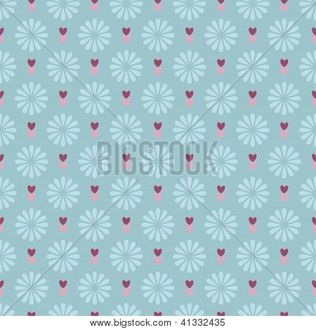 Coeurs & fleurs, fond bleu de vecteur transparente