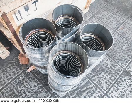 Metal Sylphon Expansion Joints On The Ground Production Area