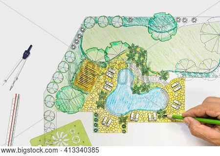 Landscape Architect Design Backyard Plan For Villa