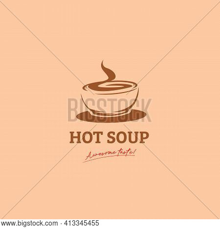 Hot Soup In Bowl Logo Icon Graphic Symbol Vintage Illustration Style Vector