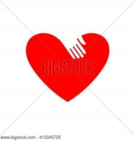 Heart With Handprint. Give Your Heart An Icon For Valentine S Day.
