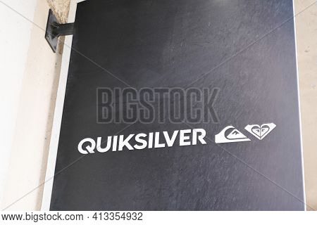 Bordeaux , Aquitaine France - 03 18 2021 : Quiksilver Sign Text And Brand Logo Front Of Store Fashio