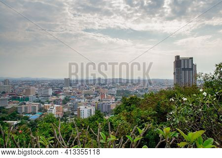 View Of Pattaya Viewpoint From Pratumnak Hill. Pattaya City Skyline In Chonburi Thailand