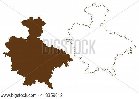 Sigmaringen District (federal Republic Of Germany, Rural District, Baden-wurttemberg State) Map Vect