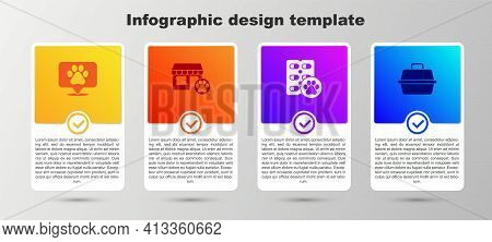 Set Location Veterinary, Veterinary Hospital, Dog Pill And Pet Carry Case. Business Infographic Temp