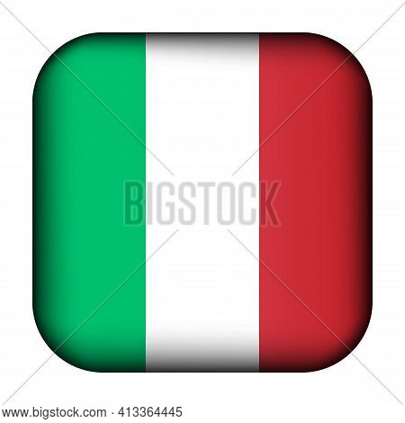 Glass Light Ball With Flag Of Italy. Squared Template Icon. Italian National Symbol. Glossy Realisti