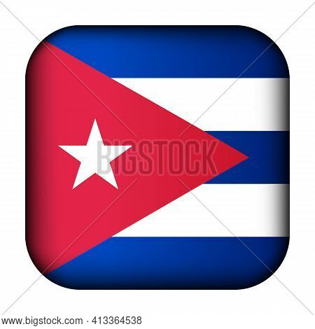 Glass Light Ball With Flag Of Cuba. Squared Template Icon. Cuban National Symbol. Glossy Realistic C