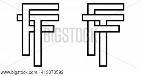 Logo Sign Ft And Tf Icon Sign Interlaced Letters T, F Vector Logo Tf, Ft First Capital Letters Patte