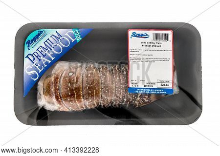 Winneconne, Wi - 19 March 2021: A Package Of Roggies Lobster Tail On An Isolated Background