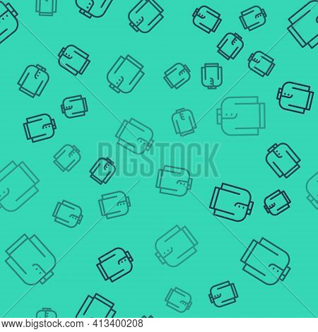Black Line Shirt Kurta Icon Isolated Seamless Pattern On Green Background. Vector