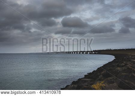 Great Belt Fixed Link (a Multi-element Link Crossing Great Belt) Strait Between The Danish Islands O