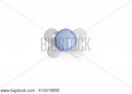 Isolation Blue Baby Pacifier On White