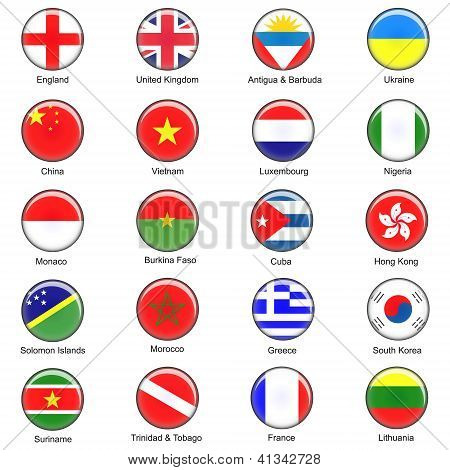 Vector World Flag Buttons - Pack 1 of 8