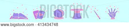Set Of Magical Cartoon Icon Design Template With Various Models. Modern Vector Illustration Isolated