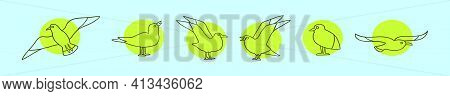 Set Of Albatross Bird Cartoon Icon Design Template With Various Models. Modern Vector Illustration I