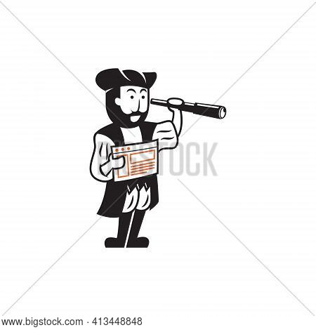 Pirate Observe A Market Development With Binoculars.good For Money Market.