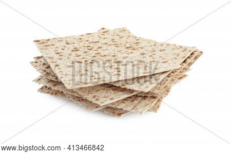 Passover Matzos Isolated On White. Pesach Celebration