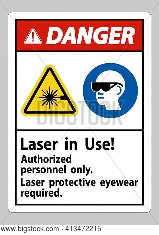 Danger Sign Laser In Use Authorized Personnel Only Laser Protec