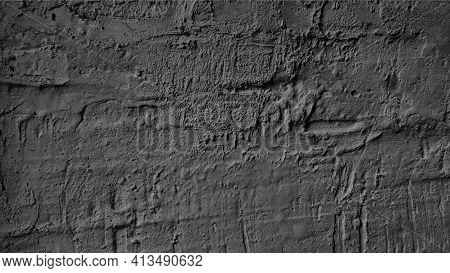 Black And White Concrete. Old Wall Texture Cement Dark Black Gray Background. Abstract Design Gray L