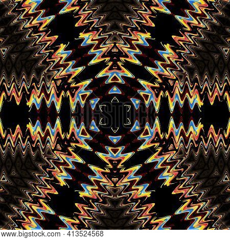 Ethnical Mixed Embroidery Design Artwork. Abstract Antique Floral Design For Digital Textile, Persia