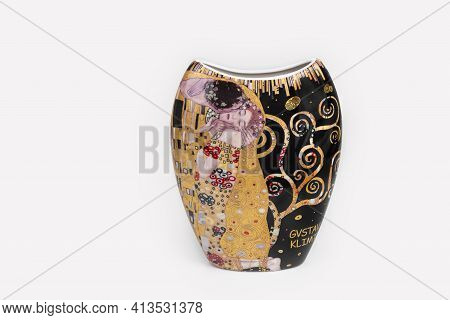 Bratislava, Slovakia - March 21, 2021: Illustration Of Woman By Gustav Klimt On A Vase