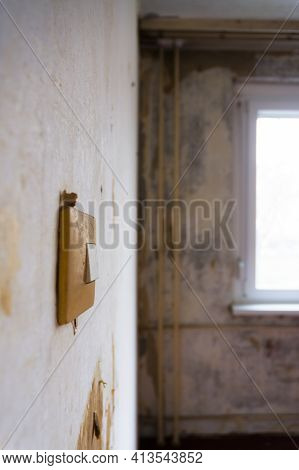 Switch On The Wall In An Old Run-down Flat