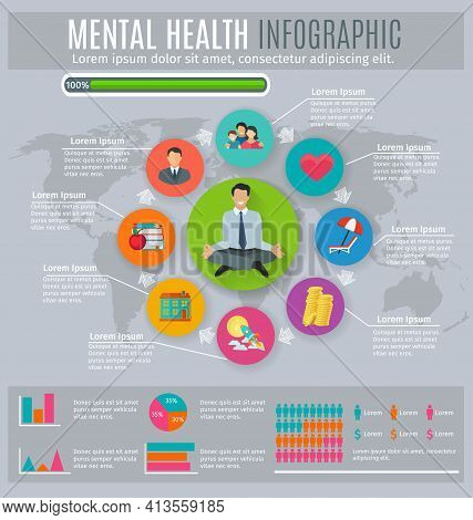 Mental Health Regaining And Maintaining Stress Level Main Principles Circle Diagram Infographic Pres