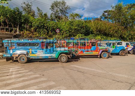 Sagada, Philippines - January 23, 2018: Jeepney, Typical Mean Of Transport In Philippin