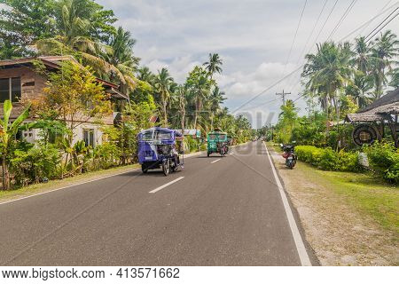 Siquijor, Philippines - February 8, 2018: View Of Siquijor Circumferential Road, Philippine