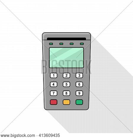 Vector Illustration Of A Bank Terminal In Flat Style. Isolated White Background.