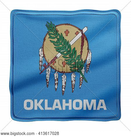 3d Rendering Of A Detailed And Textured Oklahoma Usa State Flag On White Background