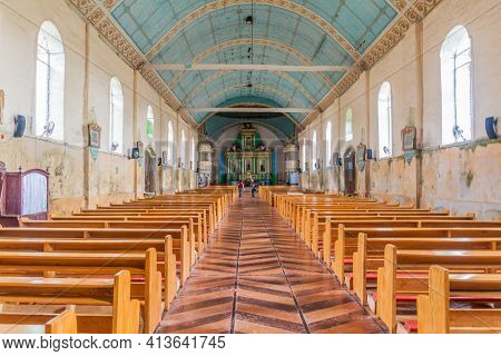 Siquijor, Philippines - February 9, 2018: Interior Of Lazi Church On Siquijor Island, Philippine