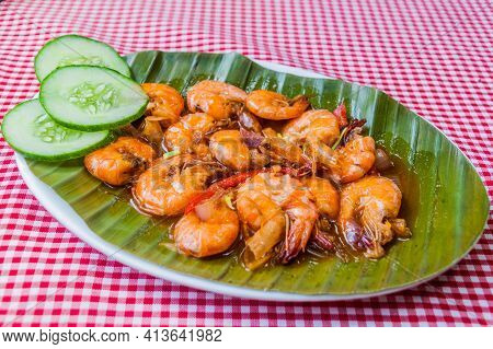 Meal In Philippines - Shrimps In Vegetable Sau