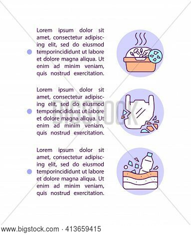 Microplastics Concept Line Icons With Text. Ppt Page Vector Template With Copy Space. Brochure, Maga