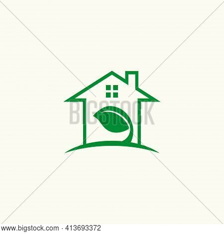 Healthy Home Real Estate Logo Design Template. Plant Shop Icon. Garden Symbol