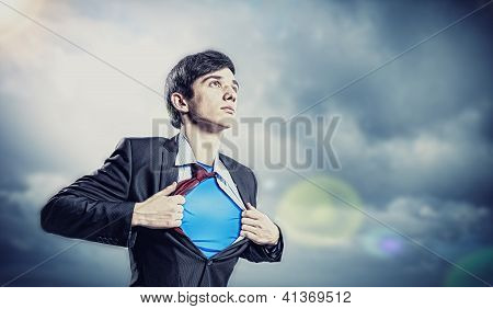 Young superhero businessman