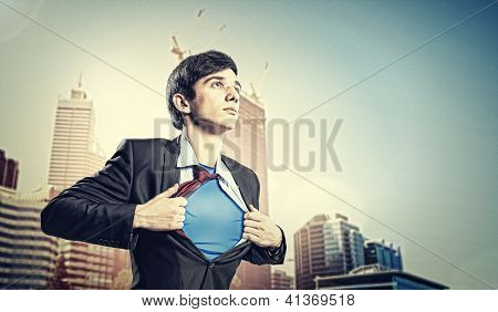 Young superhero businessman