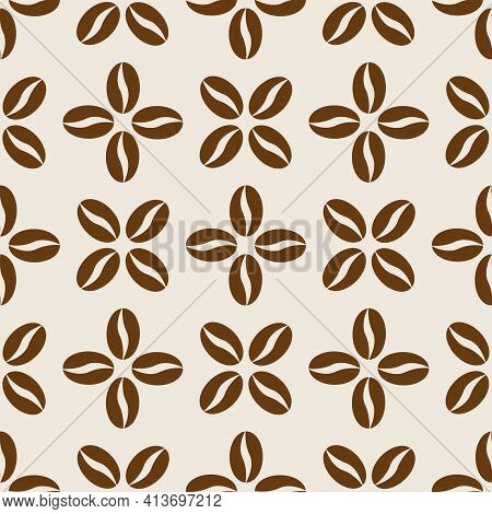 Seamless Pattern Of Coffee Beans For Coffee Shop Background. Decoration Cafe, Place To Eat And Culin