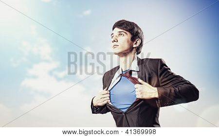 Young superhero businessman