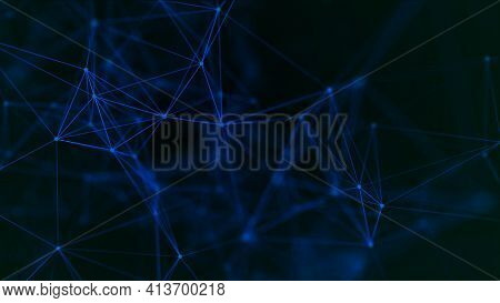 Abstract Background With Connecting Dots And Lines. Big Data Visualization. 3d Rendering.
