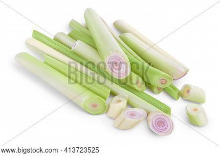 Fresh Lemongrass Isolated On White Background With Clipping Path And Full Depth Of Field