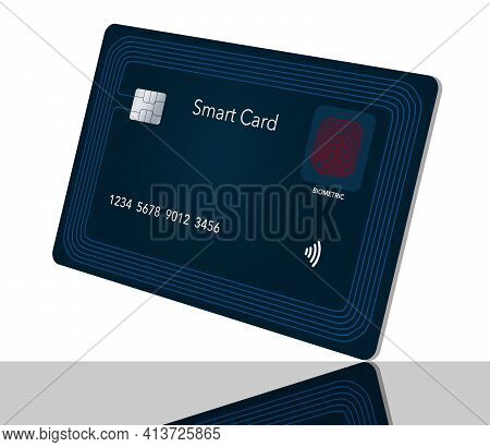 Here Is A Smart Credit Card With Chip Processor, Rows Of Antenna Circuits Around The Edges And A Bio