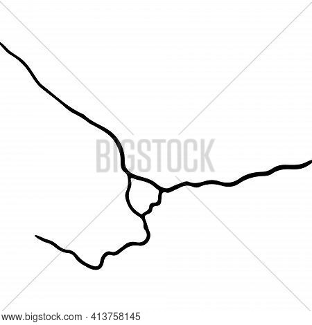 Kintsugi Crack. Earthquake And Ground Cracks, Hole Effect, Craquelure And Damaged Texture. Vector Il