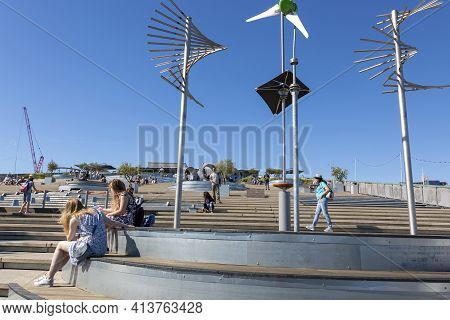 Amsterdam, Netherlands - July 02, 2018: Rest Area On The Roof Of The Nemo Museum Building In Amsterd