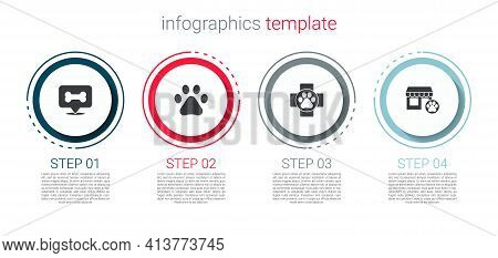 Set Dog Bone, Paw Print, Veterinary Clinic And Hospital. Business Infographic Template. Vector