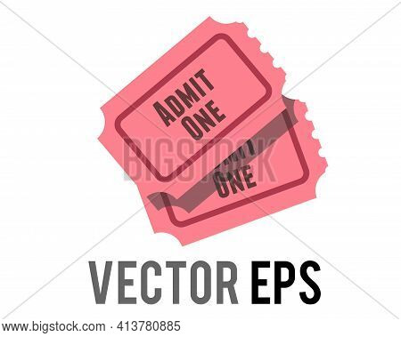 The Isolated Vector Pink Tradional Admission Ticket Icon With Words Admit One And Number